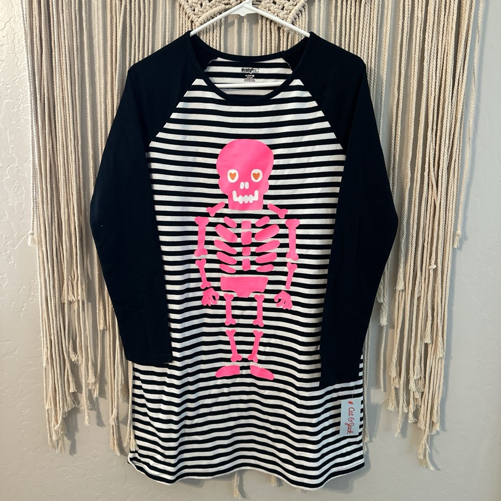 Cat & Jack Black and White Striped Skeleton Dress